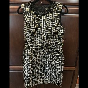 Taylor Black & Metallic Bronze Sheath Dress. Sz. 8